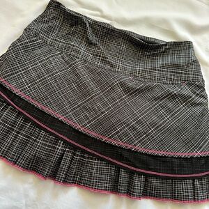 Lucky in Love Black and White A-Line Skirt with Pink Trim
